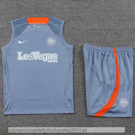 Nuevo Entrenamiento Sin Mangas Conjunto Completo Inter Milan 23/24 Gris Baratas
